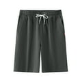 thumbnail image 1 of Mens Cotton Linen Shorts Breathbale Cool Hawaiian Elastic Drawstring Waist Pockets Short Pants Fathers Gift, 1 of 8