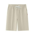 thumbnail image 1 of Mens Cotton Linen Shorts Breathbale Cool Hawaiian Elastic Drawstring Waist Pockets Short Pants Fathers Gift, 1 of 8