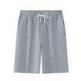 thumbnail image 1 of Mens Cotton Linen Shorts Breathbale Cool Hawaiian Elastic Drawstring Waist Pockets Short Pants Fathers Gift, 1 of 8