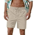 thumbnail image 1 of Mens Cotton Linen Shorts Casual Drawstring 7inch Inseam Shorts Stretch Summer Beach Wear, 1 of 5