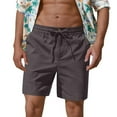 thumbnail image 1 of Mens Cotton Linen Shorts Casual Drawstring 7inch Inseam Shorts Stretch Summer Beach Wear, 1 of 5