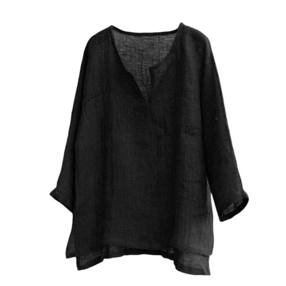 Mens Cotton Linen V Neck Shirts 3/4 Sleeve Casual Baggy Breathable Tunic Tees Hawaiian Beach Yoga Solid Blouse Tops