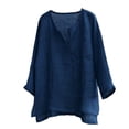 thumbnail image 1 of Mens Cotton Linen V Neck Shirts 3/4 Sleeve Casual Baggy Breathable Tunic Tees Hawaiian Beach Yoga Solid Blouse Tops, 1 of 2