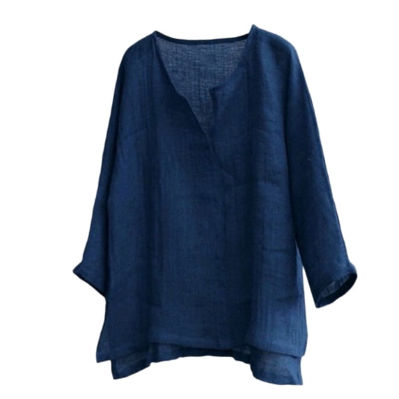 Mens Cotton Linen V Neck Shirts 3/4 Sleeve Casual Baggy Breathable Tunic Tees Hawaiian Beach Yoga Solid Blouse Tops