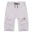 thumbnail image 1 of Mens Cotton Long Cargo Shorts Elastic Waist Drawstring Athletic Shorts with Pockets Casual Workout White 2XL, 1 of 2