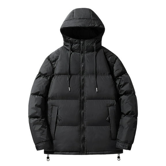 Mens Cotton Padded Clothing Autumn Winter Trend Color Combination Thick Cotton Padded Hooded Coat