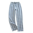 thumbnail image 1 of Mens Cotton Pajama Pants Lightweight Lounge Sleep Plaid Bottoms with Pockets Drawstring Size 2XL Blue, 1 of 3