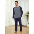 thumbnail image 1 of Mens Cotton Pajama Sets Long Sleeve Sleepwear for Men 2 Piece Mens Loungewear Sets with Pocket, Sizes S-XXL, 1 of 12