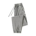 thumbnail image 1 of Mens Cotton Pants Casual Elastic Waist Wide Leg Track Pants Vintage Sweatpants with Pockets, Gray, 3XL, 1 of 2