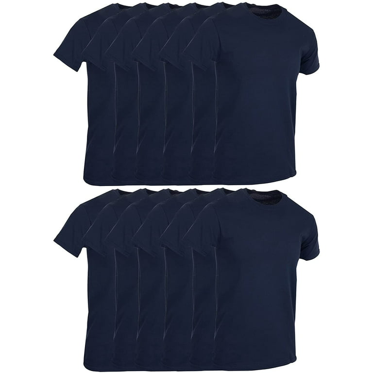 Mens Cotton Short Sleeve Lightweight T-Shirts, Bulk Crew Tees for Guys,  Solid Bright Colors T-shirt (NAVY BLUE, Large, l) 