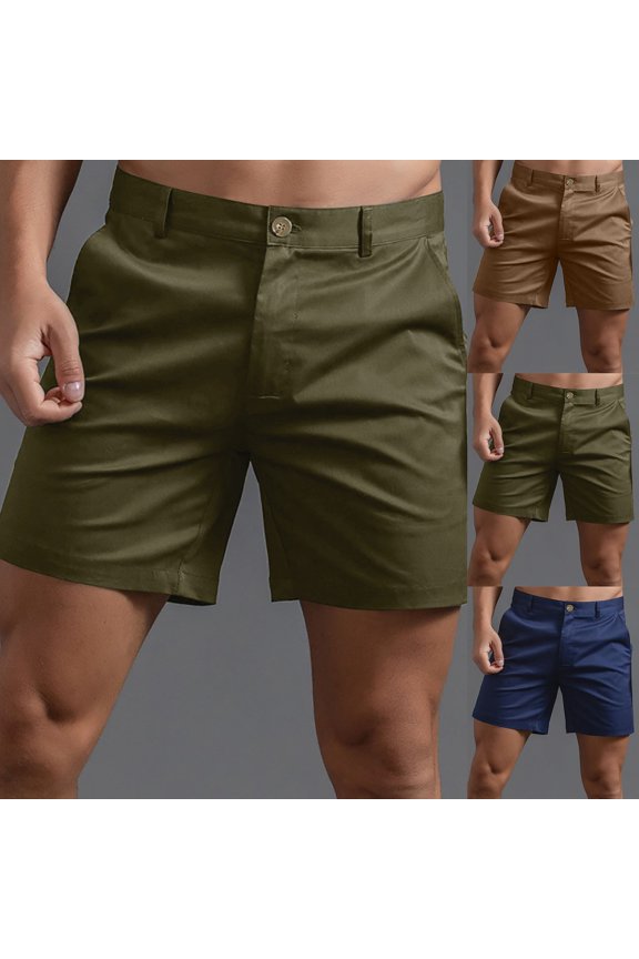 Mens Cotton Shorts Casual Big and Tall Lightweight Summer Short Pants Solid Color Loose Fit Coffee XL