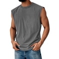 thumbnail image 1 of Mens Cotton Sleeveless Tank Tops Cut Off Muscle Gym T Shirts Running Beach Loose Fit Tees, M, 1 of 3