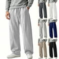 thumbnail image 1 of Mens Cotton Sweatpants with Pockets Drawstring Elastic Waist Sweat Loose Wide Leg With Pockets Gym Workout Wear, 1 of 4
