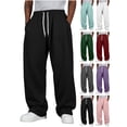 thumbnail image 1 of Drawstring Pants for Men Fashion Pocket Sweat Casual Solid Color Elastic Waist Long Fall Winter Comfort, 1 of 5