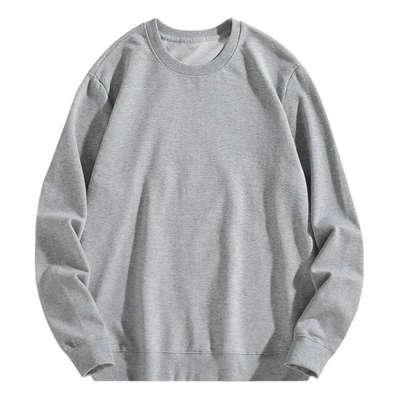 Mens Cotton Sweatshirt Casual Solid Color Crewneck Long Sleeve Pullover Oversized Lightweight Sport Tops