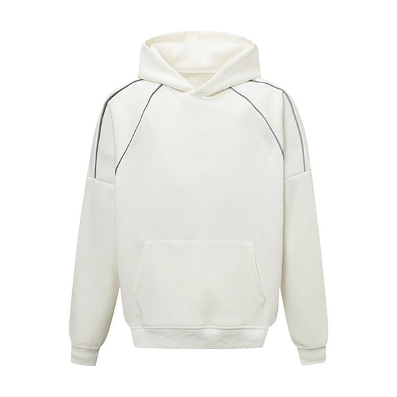 Mens Cotton Sweatshirts Loose Fit Casual Long Sleeve Crewneck Pullover Tops Solid Color Fashion Fall Winter Clothes (XL, White)