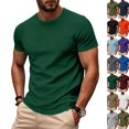 thumbnail image 1 of Mens Cotton T-Shirt Stretch Slim Short Sleeve Crew Neck Basic Tee Lightweight Plain Shirt Moisture Wicking Undershirt Green S, 1 of 7