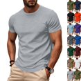 thumbnail image 1 of Mens Cotton T-Shirt Stretch Slim Short Sleeve Crew Neck Basic Tee Lightweight Plain Shirt Moisture Wicking Undershirt Light Gray M, 1 of 7