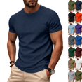 thumbnail image 1 of Mens Cotton T-Shirt Stretch Slim Short Sleeve Crew Neck Basic Tee Lightweight Plain Shirt Moisture Wicking Undershirt Navy S, 1 of 6