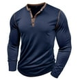 thumbnail image 1 of Mens Cotton T Shirts Long Sleeve Button Crewneck Tees Tops Casual Solid Color Pullover Slim Comfort Basic Loungewear Athletic Workout Tshirts Shirt, 1 of 5
