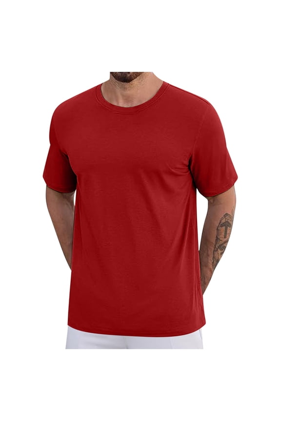 Mens Cotton T-Shirts S-5X Big and Tall Short Sleeve Crewneck Tees Tops Plus Size Casual Solid Color Pullover Basic Loungewear T Shirts
