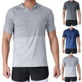 thumbnail image 1 of Mens Cotton T Shirts Sport Solid Color Elasticity Breathable Short Sleeve Hooded Blouse Gray,4XL, 1 of 1