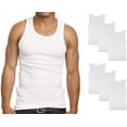 thumbnail image 1 of Mens Cotton Tank Top Adult Men's Basic Undershirt Tank Top, 6 Packs (White), 1 of 1