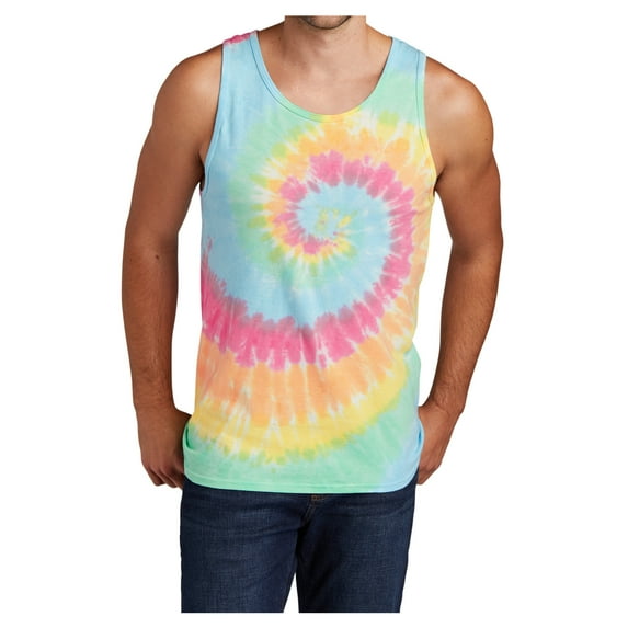 Mens Cotton Tank Top Tie-Dye Sleeveless Shirt for Sports, Gym, Fitness Multi Color 4X-Large
