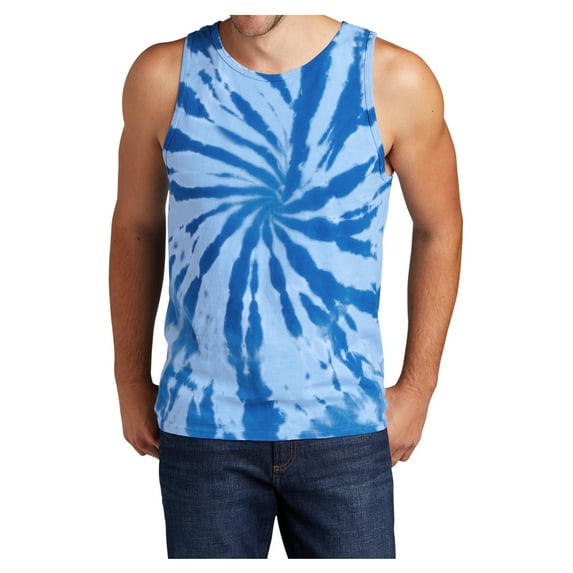 Mens Cotton Tank Top Tie-Dye Sleeveless Shirt for Sports, Gym, Fitness Multi Color Medium