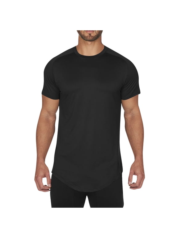 Mens Cotton Tshirt Mens T-Shirts Cotton Mens Hipster T Shirts Workout Longline T-Shirt Curved Hem Top Tees Shirt