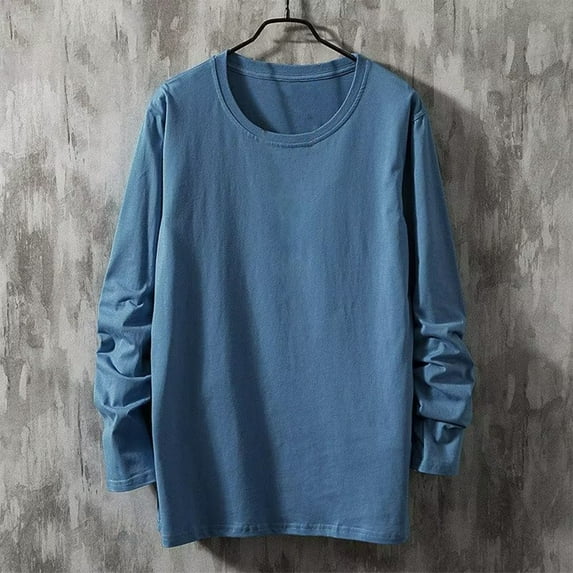 Mens Cotton-Tshirts Shirts Plus Size M-5XL Lightweight Long Sleeve T-Shirts Casual Crewneck Pullover Basic Going Out Loungewear Tees Tops