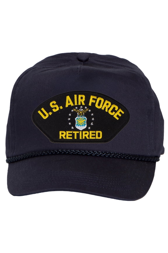 Mens Cotton US Air Force Twill Golf Cap - Snapback Cap with Rope, Retired Navy