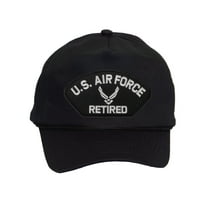Mens Cotton US Air Force Twill Golf Cap - Snapback Cap with Rope, Retired Wings Black