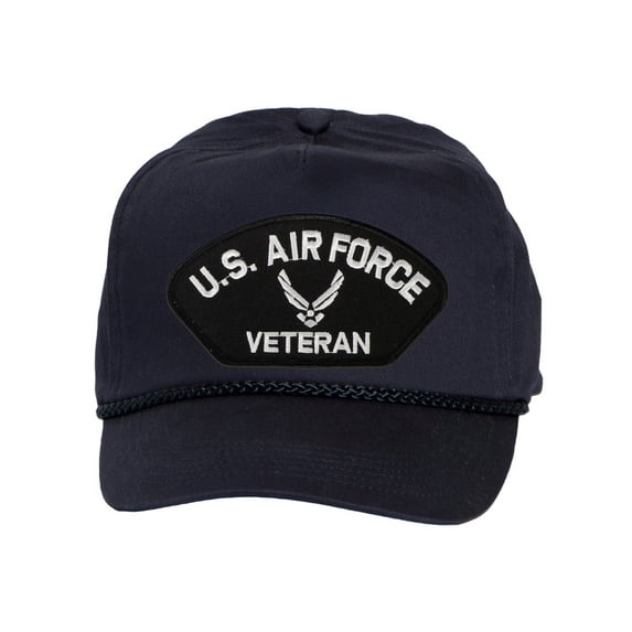 Mens Cotton US Air Force Twill Golf Cap - Snapback Cap with Rope, Veteran Navy