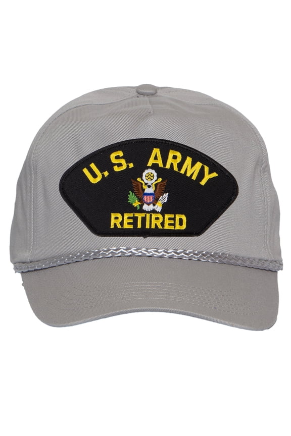 Mens Cotton US Army Twill Golf Cap - Snapback Cap with Rope, Retired Grey