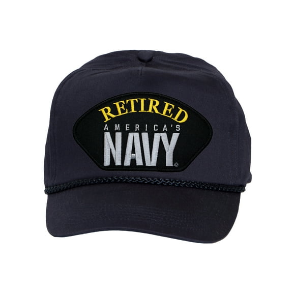 Mens Cotton US Navy Twill Golf Cap - Snapback Cap with Rope, Americas Navy Retired Navy