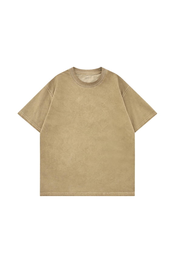 Mens Cotton Wash Solid T-Shirts Oversized Unisex Short Sleeve Streetwear Rap Hip Hop Basic Tee Tops