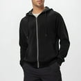 thumbnail image 1 of Mens Cotton Zip Up Hoodie Long Sleeve Drawstring Casual Hooded Sweatshirt Sports Full Zipper Jacket with Pockets (M, Black), 1 of 7