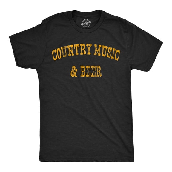 Mens Country Music and Beer Funny T Shirt Sarcastic Graphic Tee for Men Graphic Tees