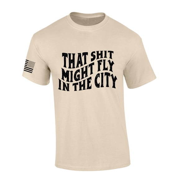 Mens Country Music Tshirt North Of Richmond That Might Fly In The City Short Sleeve T-shirt-Sand-large