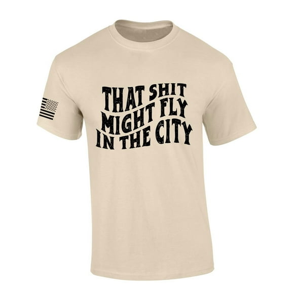 Mens Country Music Tshirt North Of Richmond That Might Fly In The City Short Sleeve T-shirt-Sand-large
