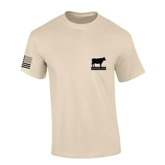 Mens Country Music Tshirt North of Richmond Goochland Crest Short Sleeve T-shirt-Sand-large