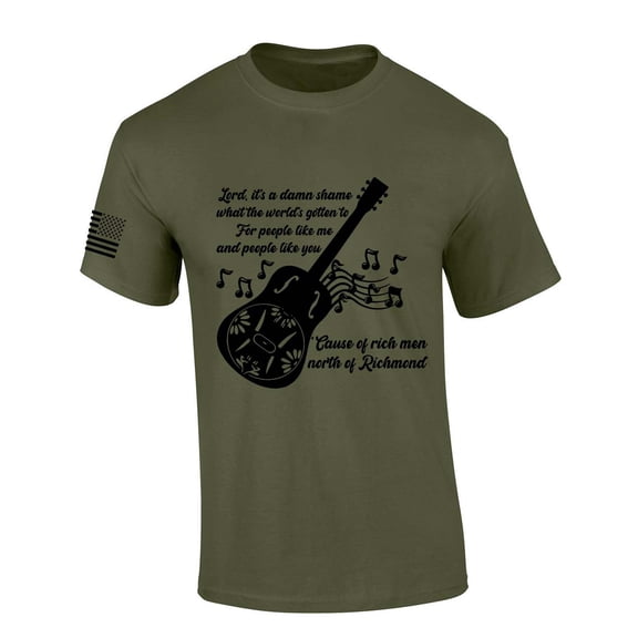 Mens Country Music Tshirt Shame What The World's Gotten to for People Like Me People Like You Short Sleeve T-shirt-Military Green-xxl
