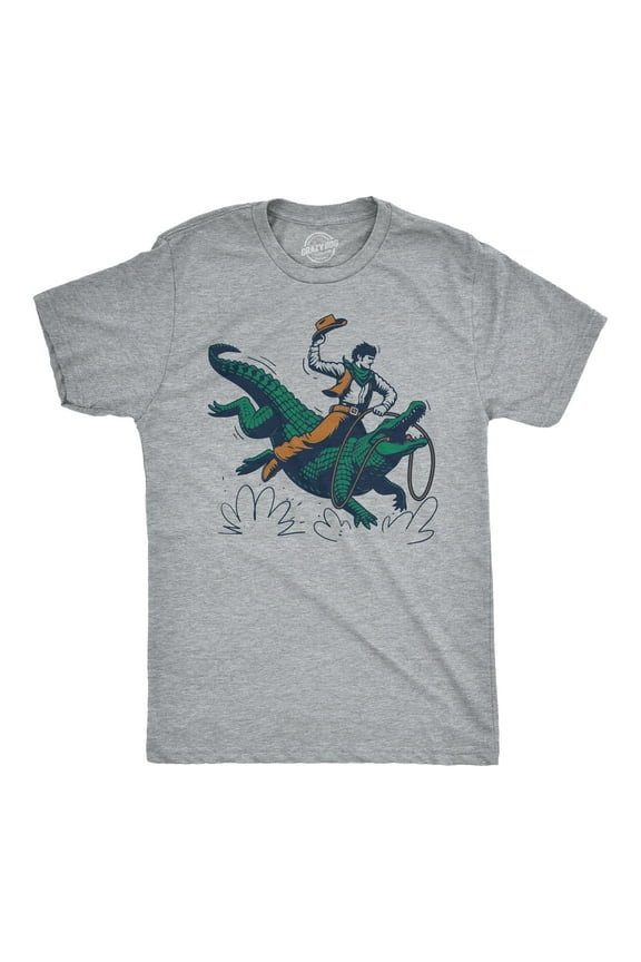 Mens Cowboy Gator Ride Funny T Shirts Sarcastic Graphic Tee for Men Graphic Tees