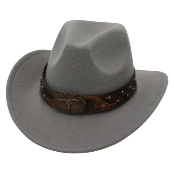 Womens Cowboy Hats Leather Hat for Men Grey Hat Fun Hats One Size