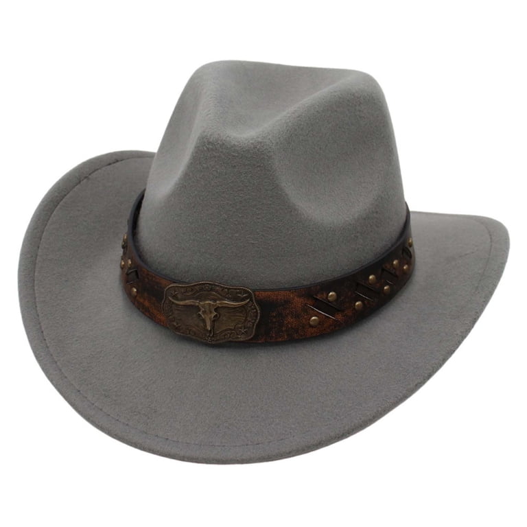 Womens Cowboy Hats Leather Hat for Men Grey Hat Fun Hats One  display picture 1