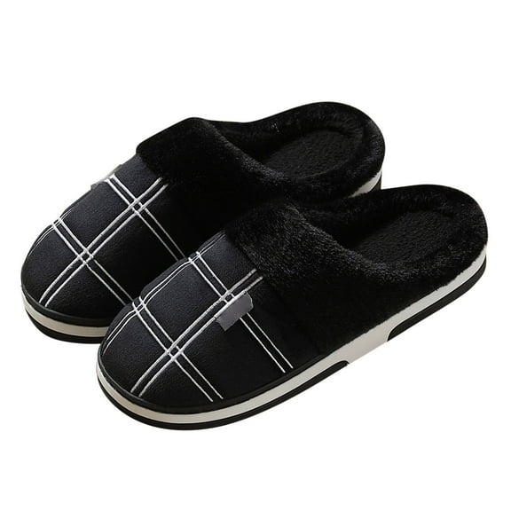 Mens Cozy Memory Foam Scuff Slippers Casual On Warm House Shoes Indoor/Outdoor Sandal Slippers With Arch Support Rubber Sole,Color:Black,Size:13