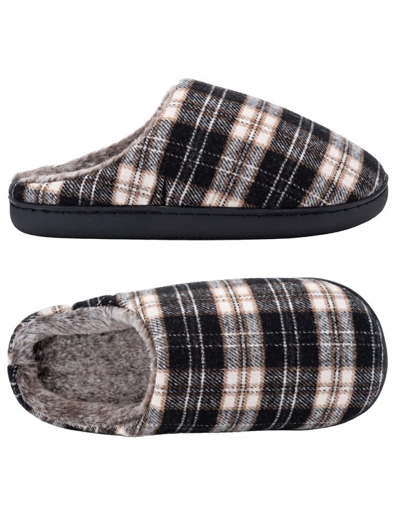 Mens Cozy Memory Foam Scuff Slippers Warm Slip On House Shoes,Size 4.5-5