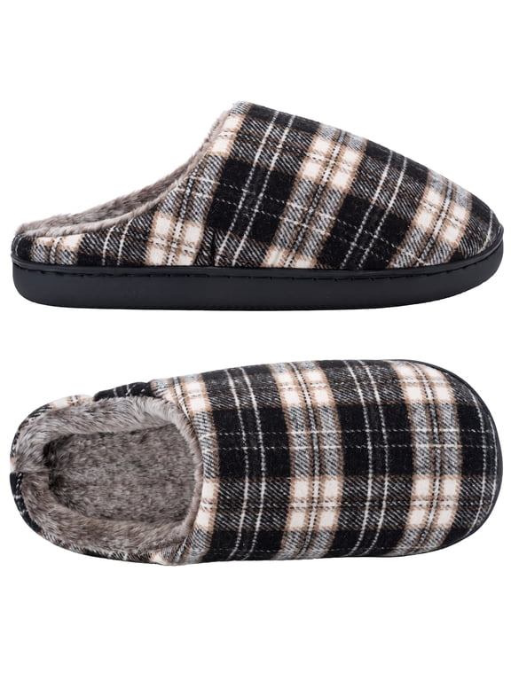 Mens Cozy Memory Foam Scuff Slippers Warm Slip On House Shoes,Size 8-9