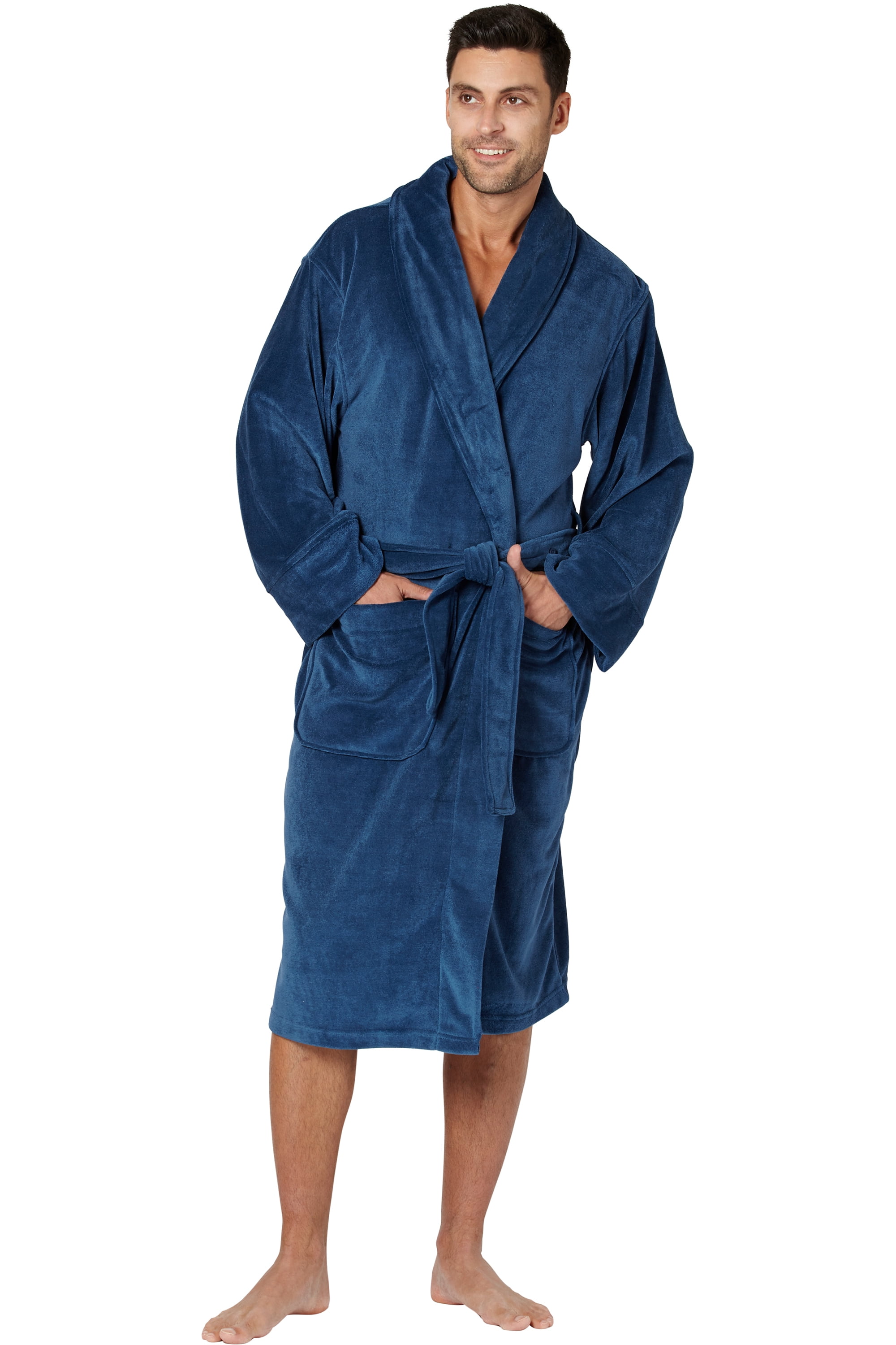 Buy Men's Plush Fleece Robe Navy L/XL at Ubuy Lebanon